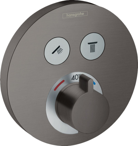 144 400 руб. Термостат Hansgrohe ShowerSelect S 15743340 для душа, шлифованный черный хром Термостат Hansgrohe ShowerSelect S 15743340 для душа, шлифованный черный хром