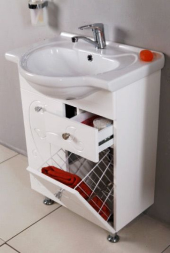 Мебель для ванной AQUATON Лиана 60 М с бельевой корзиной фото 3