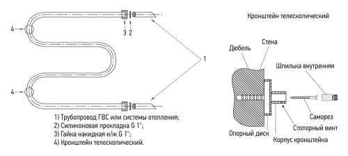 Полотенцесушитель водяной Сунержа М-образный 50x65 с 2 полками фото 2