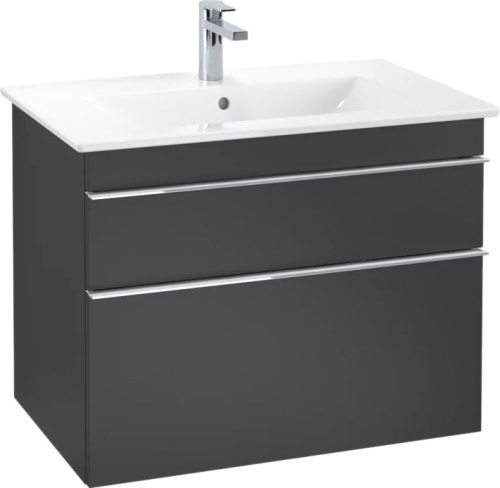 Мебель для ванной Villeroy & Boch Venticello 80 black matt lacquer, с ручками хром фото 5