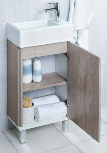 Мебель для ванной AQUATON Эмма 46 R, белая, дуб наварра фото 3