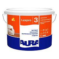 Краска "ЛюксПро 3" (Aura LuxPRO 3) латексная матовая интерьерная "Аура/Aura" 9 л белая