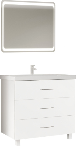 Мебель для ванной Marka One Mix 80Н с 3 ящиками, белый глянец, ручки рейлинг фото 5