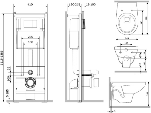 Комплект Damixa Jupiter DX77.IS10101.1738 кнопка смыва белая фото 2