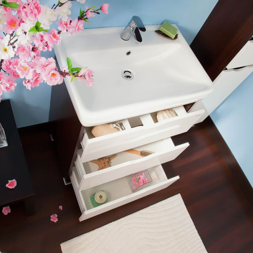 Мебель для ванной Бриклаер Токио 70 венге, белый глянец фото 2