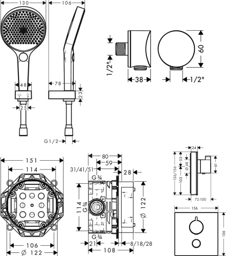 Душевой комплект Hansgrohe ShowerSelect 15735600 4 в1 фото 10