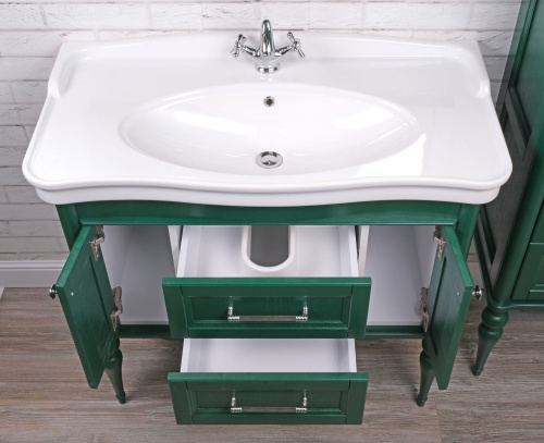 Мебель для ванной ValenHouse Эстетика 100, зеленая, подвесная, ручки хром фото 4