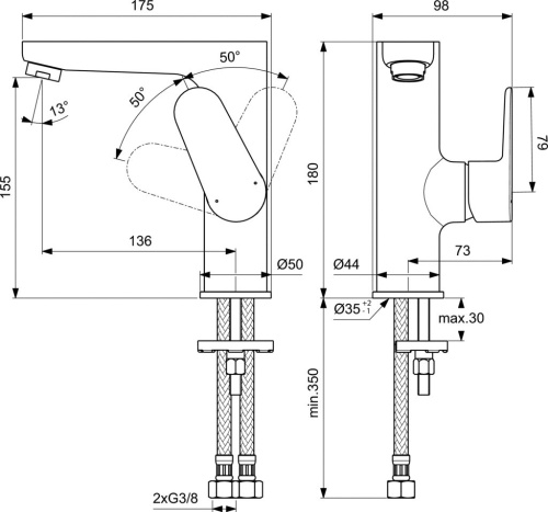 Смеситель Ideal Standard Cerafine O BC555AA для раковины фото 5