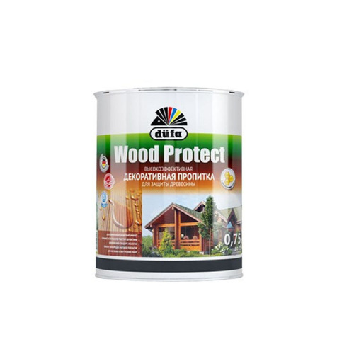 Пропитка декоративная для защиты древесины Dufa Wood Protect белая 0,75 л.