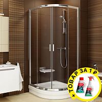 Душевой уголок Ravak BLCP4-80 Transparent, профиль блестящий + средство для ванн и защитное средство