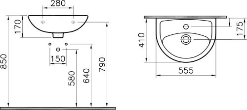 Комплект Раковина VitrA Fit 6894B003 + Смеситель VitrA Solid S для раковины фото 6