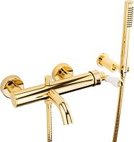 Смеситель Migliore Ermitage Mini 28590 для ванны с душем, белый - золото