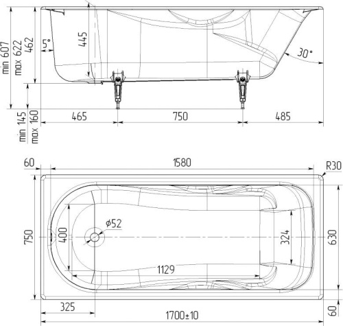 Чугунная ванна Maroni Grande lux 170x75, с ручками фото 3 Чугунная ванна Maroni Grande lux 170x75, с ручками фото 3