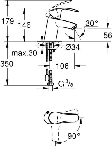 Смеситель Grohe Eurosmart New 23372002 для раковины фото 3