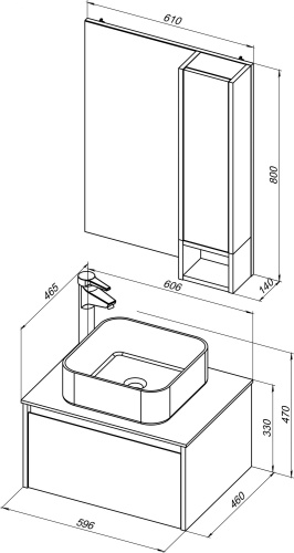 Мебель для ванной STWORKI Карлстад 60 дуб рустикальный, роверелла, с отверстием под смеситель в столешнице фото 10