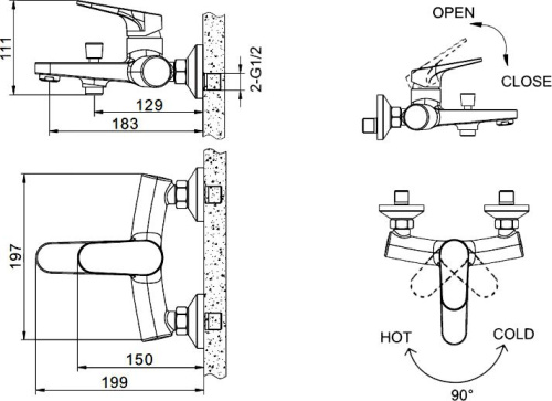 Смеситель Bravat Eler F6191238CP-01 для ванны с душем фото 2