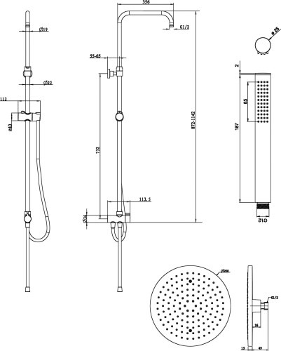 Душевая стойка Omnires Micro SYSMICRO хром