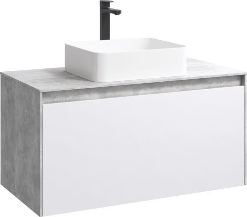 Мебель для ванной Aqwella 5 stars Mobi 100 бетон светлый, белый фото 2