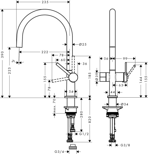 Смеситель Hansgrohe Talis M54 72805800 для кухонной мойки, сталь фото 2