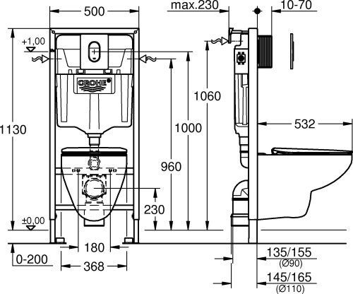 Комплект Grohe Solido 39902000 подвесной унитаз + инсталляция + кнопка фото 2