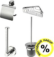 Набор Ideal Standard IOM I1002AA Ершик + Держатель запасных рулонов + Держатель для туалетной бумаги + Полка