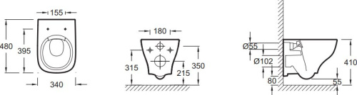 Комплект Унитаз подвесной Jacob Delafon Struktura EDF102-00 с крышкой-сиденье + Инсталляция Ideal Standard ProSys 120P R027767 + Кнопка смыва Ideal Standard ProSys Oleas R0124AA хром фото 5