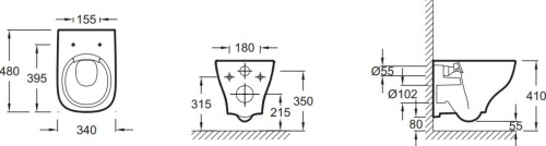 Комплект Унитаз подвесной Jacob Delafon Struktura EDF102-00 с крышкой-сиденье + Инсталляция Ideal Standard ProSys Eco Frame 2.0 R0464AC с кнопкой смыва фото 5