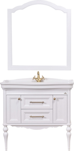Мебель для ванной ValenHouse Эстетика 100, белая, подвесная, ручки бронза фото 6