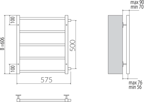Полотенцесушитель водяной Terminus Вега П5 500x606 с боковым подключением 500 фото 4