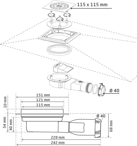 Душевой трап Wirquin Венеция 30723462 хром фото 5