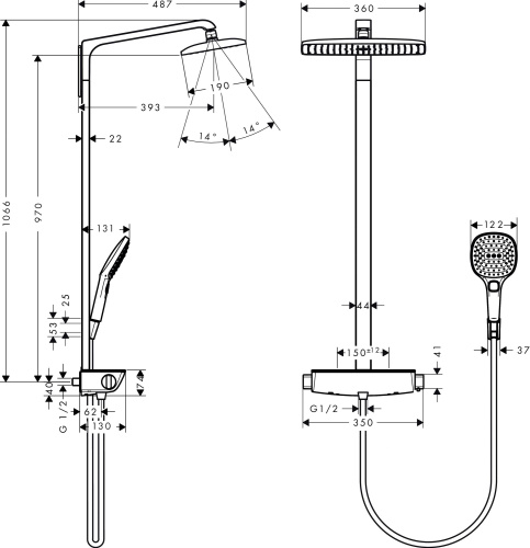 Душевая стойка Hansgrohe Raindance Select E 360 27112000 Showerpipe фото 14