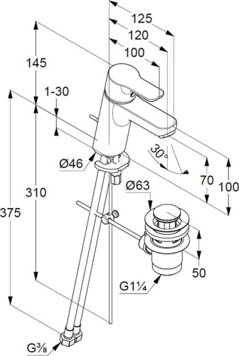 Смеситель Kludi Pure&Easy 373820565 для раковины фото 5