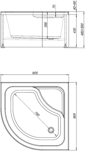 Поддон для душа Aquanet Optimal 90x90 фото 6