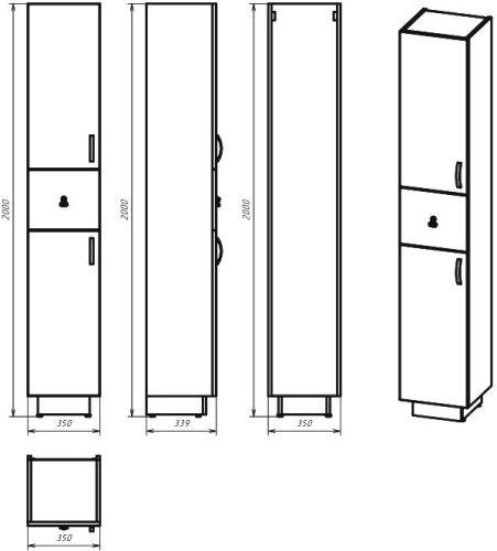 Шкаф-пенал Misty Амбра 35 L фото 3