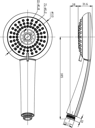 Душевая стойка Omnires Y 1244X/6 с термостатом, хром фото 4