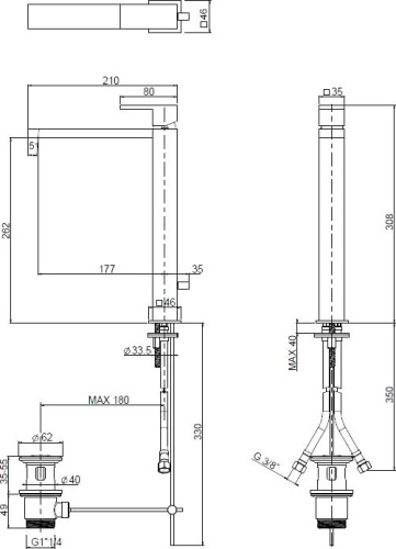 Смеситель Cezares Unika LC-02-W0 для раковины, бронза фото 4