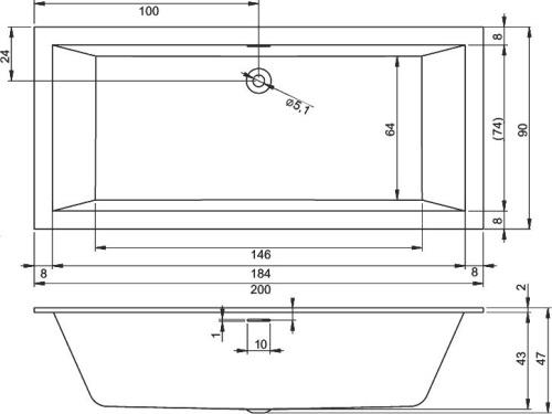 Акриловая ванна Riho Rething Cubic BD9900500000000 R, 200x90 фото 3