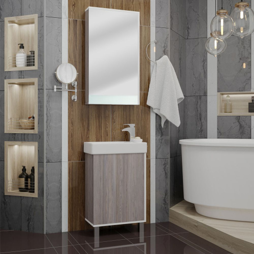 Мебель для ванной AQUATON Эмма 46 R, белая, дуб наварра фото 6