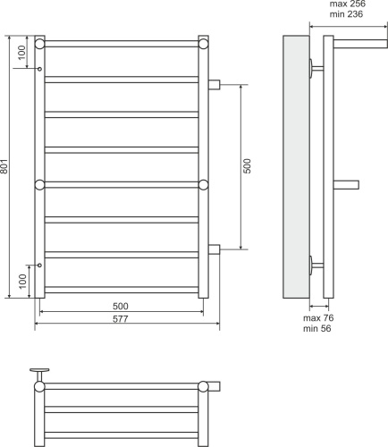 Полотенцесушитель водяной Terminus Анкона П8 500x801 с боковым подключением 500 фото 3