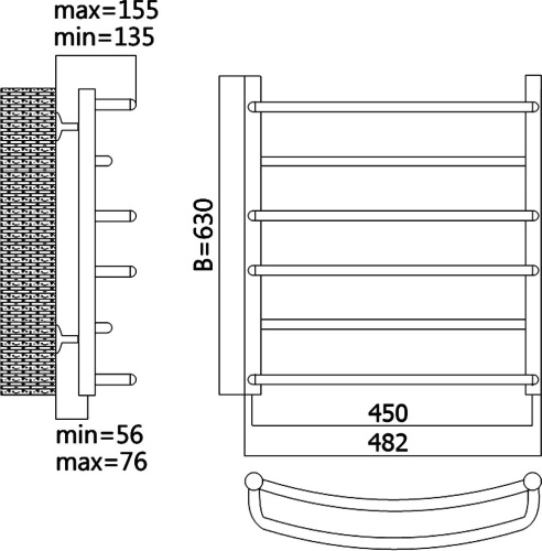 Полотенцесушитель водяной Terminus Евромикс П6 450x596 фото 5