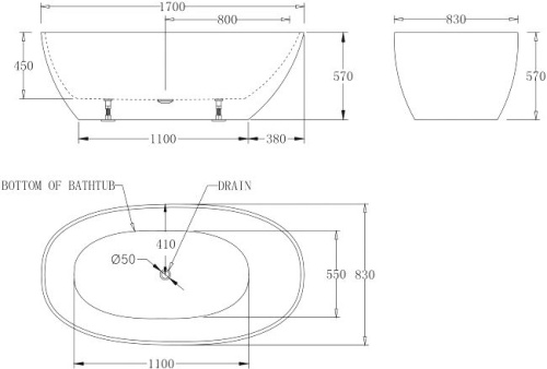 Акриловая ванна BelBagno BB80-1700 170x80 фото 4