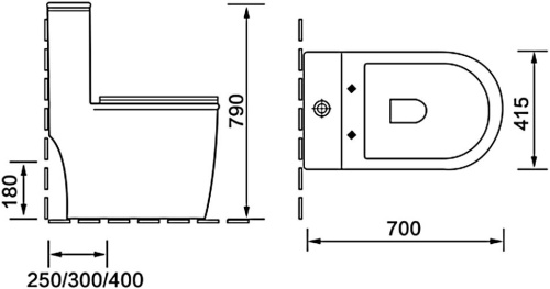 Унитаз-моноблок SantiLine SL-5019 безободковый, с микролифтом фото 2