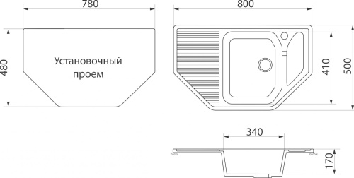 Мойка кухонная DIWO Кострома GWS-10 черная фото 10