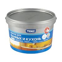 Краска для кухонь и ванных Текс Профи, глубокоматовая, база A, белая, 1,8 л