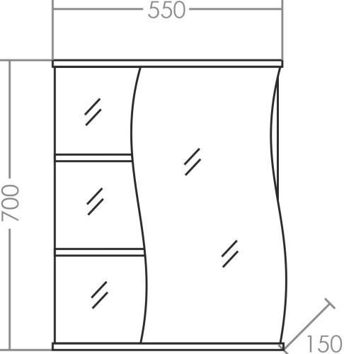 Зеркало-шкаф СанТа Волна 55 R фото 3