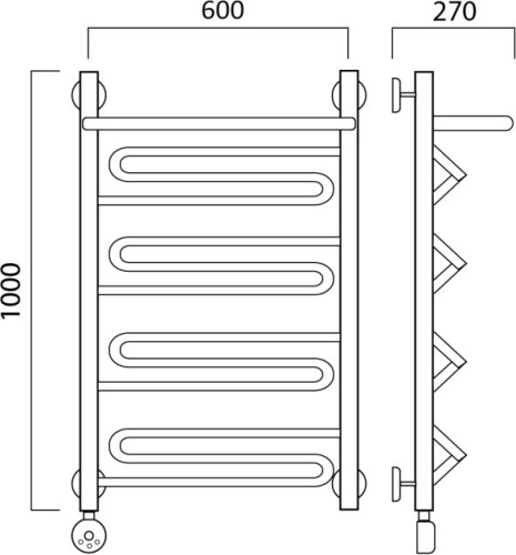 Полотенцесушитель электрический Aquanerzh Зигзаг с полкой L 100х60 фото 2
