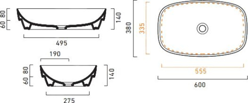 Раковина Catalano Green Lux 60x40 белый глянцевый фото 3