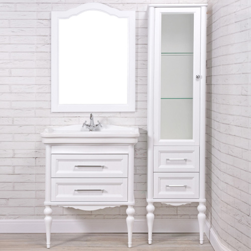 Мебель для ванной ValenHouse Эстетика 80, белая, подвесная, ручки хром фото 8