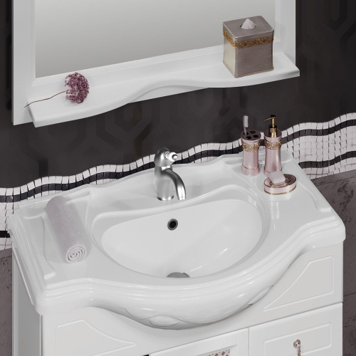 Мебель для ванной Opadiris Тибет 85 с декоративной решеткой, белая матовая фото 3