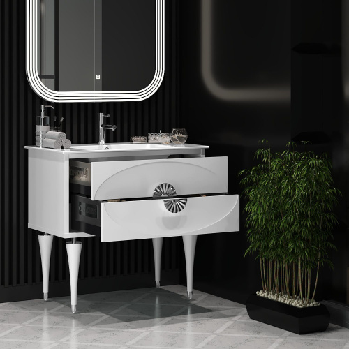 Мебель для ванной Opadiris Ибица 90 белая, фурнитура хром фото 8